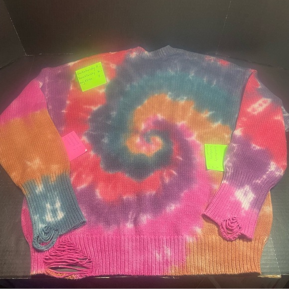 BEAUTIFUL NSF ANABELLE CREWNECK TIE DYE DISTRESSED OVERSIZED SWEATER MED $398! - Picture 3 of 16